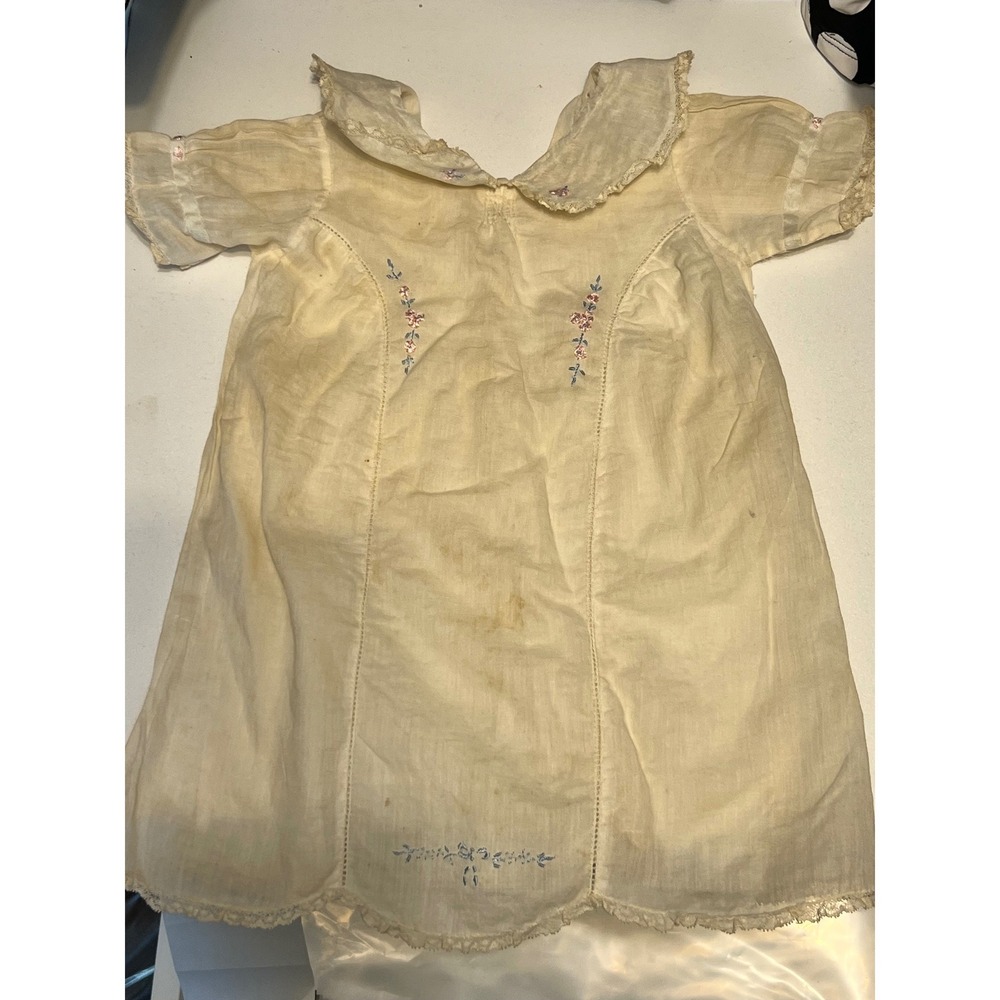 Vintage Baby Christening Gown Ivory Lace Embroidered Heirloom Baptism Dress
